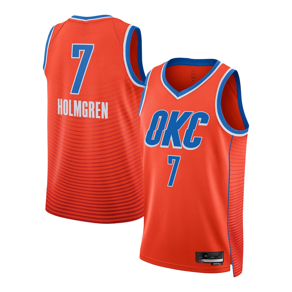 Kooe OC.Thunder #7 Chet Holmgren Orange Swingman Stitched Jerseys - Statement Edition