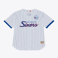 Kooe P.76ers Mitchell & Ness White Head Coach Pinstripe Mesh Full-Button Baseball Jerseys