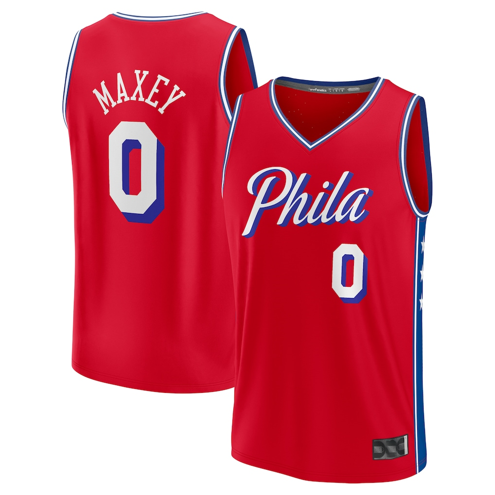 Kooe P.76ers #0 Tyrese Maxey Red Fast Break Replica Player Jerseys - Statement Edition