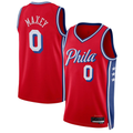 Kooe P.76ers #0 Tyrese Maxey  Red Swingman Jerseys - Statement Edition