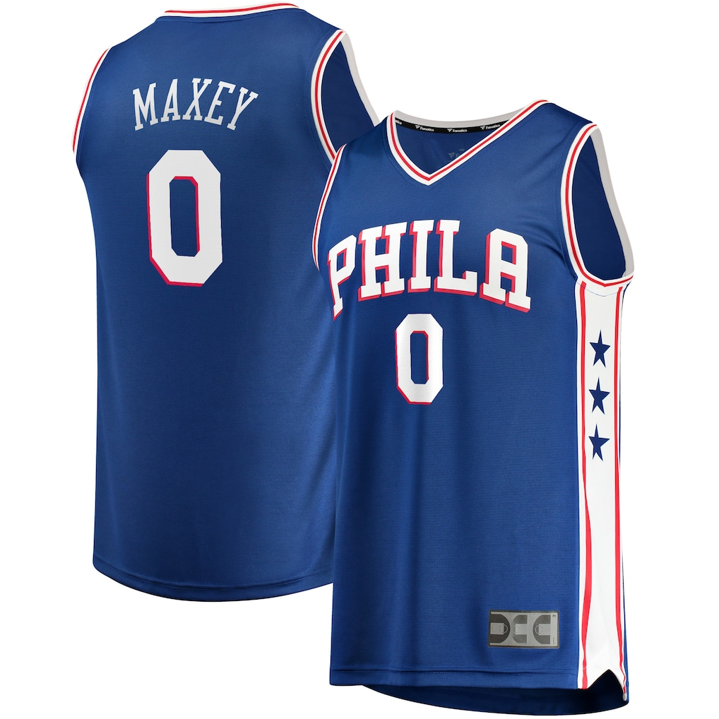 Kooe P.76ers #0 Tyrese Maxey  Royal Fast Break Replica Jerseys - Icon Edition