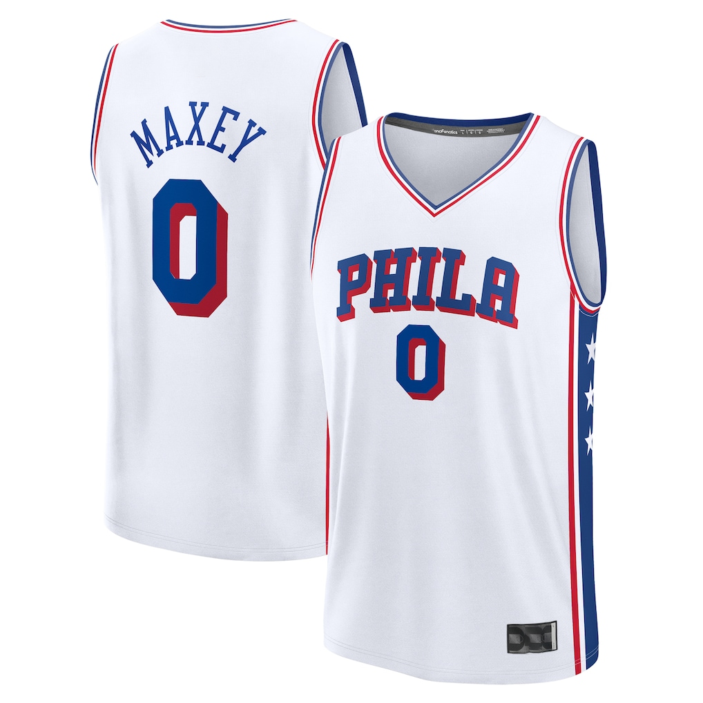 Kooe P.76ers #0 Tyrese Maxey White Fast Break Replica Player Jerseys - Association Edition