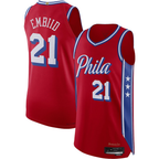 Kooe P.76ers #21 Joel Embiid Jordan Brand Red Authentic Player Jerseys - Statement Edition