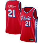 Kooe P.76ers #21 Joel Embiid Jordan Brand Red Swingman Jerseys - Statement Edition
