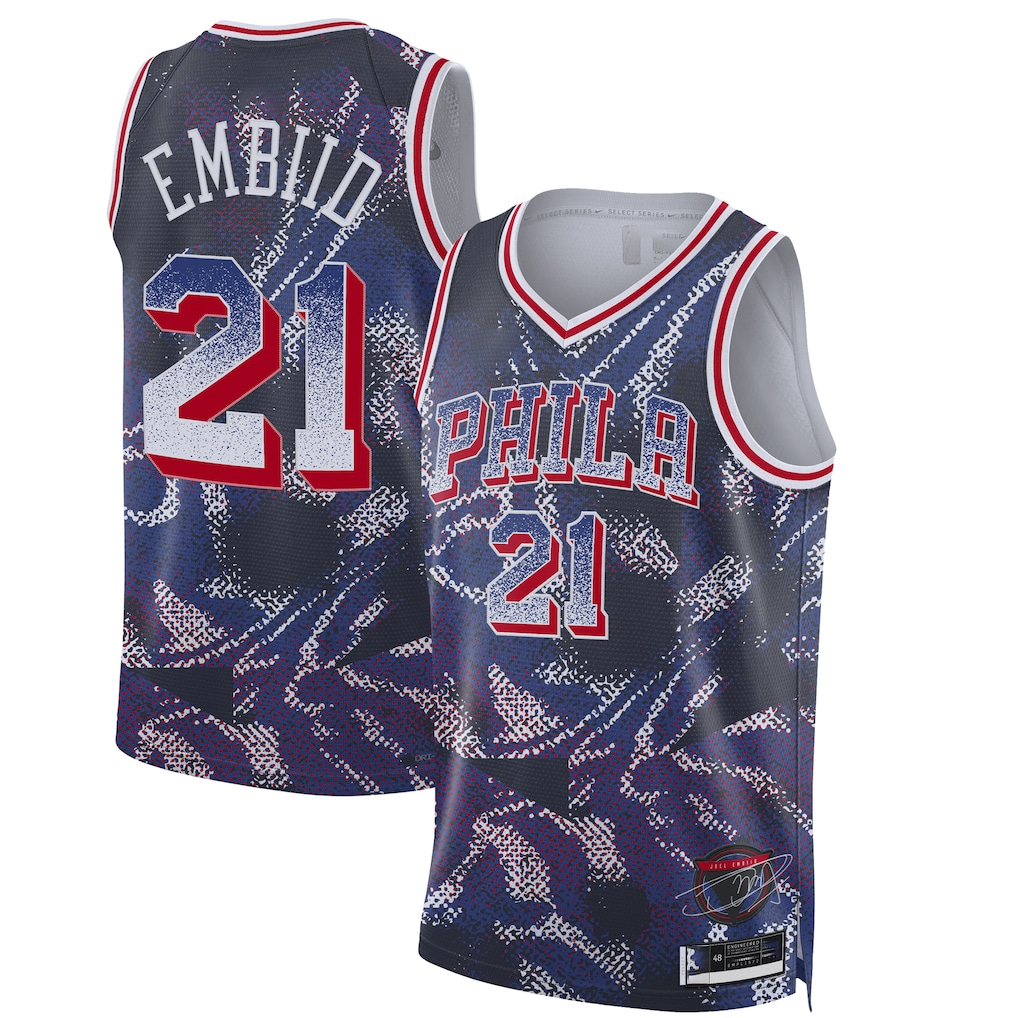 Kooe P.76ers #21 Joel Embiid Navy 2025 Select Series Swingman Player Jerseys