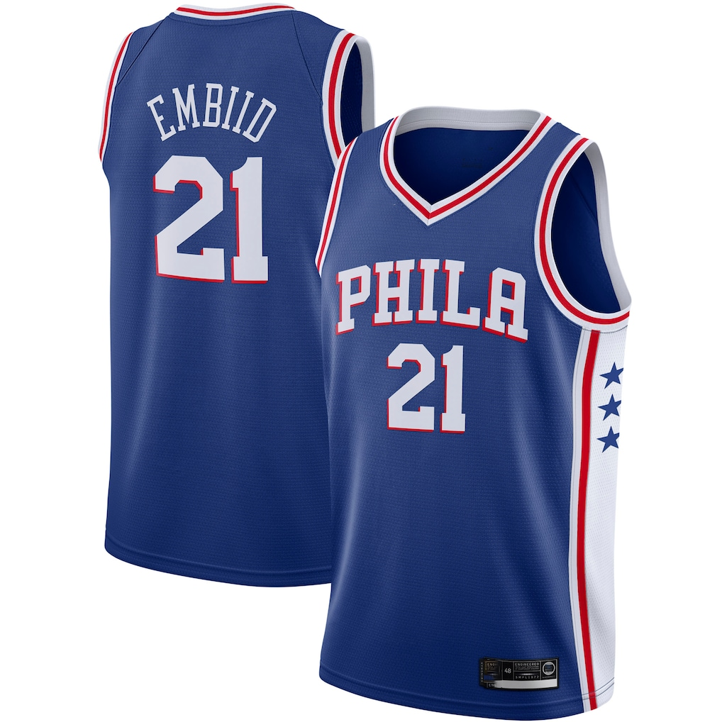 Kooe P.76ers #21 Joel Embiid Royal 2019-2020 Swingman Jerseys - Icon Edition
