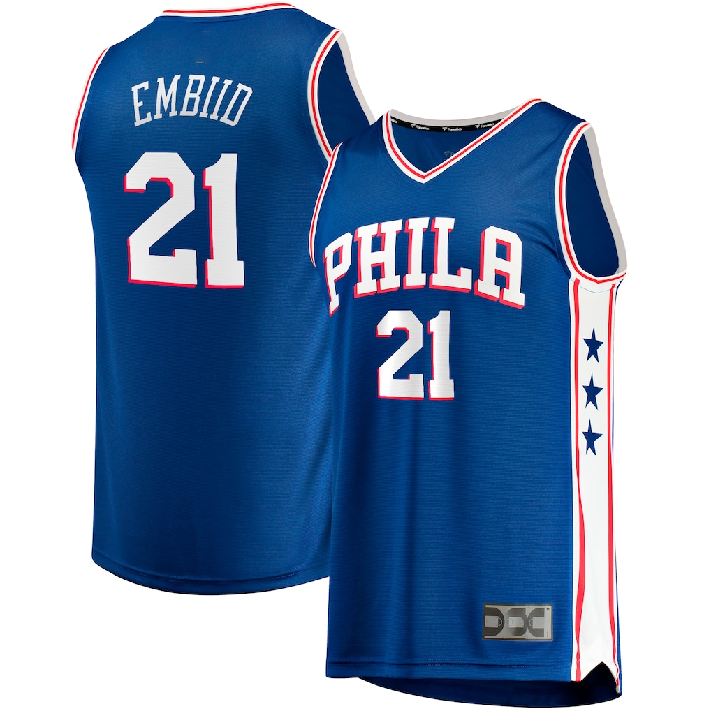 Kooe P.76ers #21 Joel Embiid  Royal Big & Tall Fast Break Player Jerseys - Icon Edition