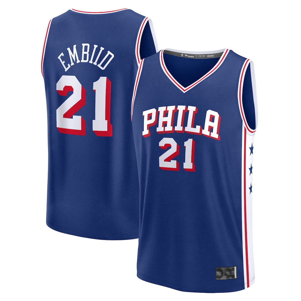 Kooe P.76ers #21 Joel Embiid  Royal Fast Break Replica Jerseys - Icon Edition
