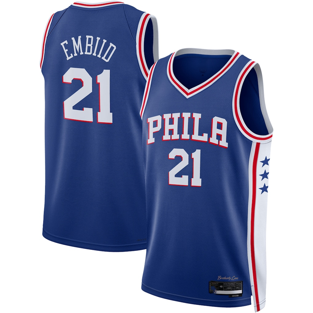 Kooe P.76ers #21 Joel Embiid Royal Swingman Jerseys - Icon Edition