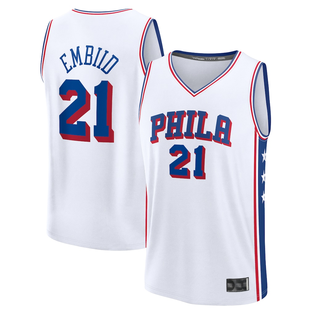 Kooe P.76ers #21 Joel Embiid White Fast Break Replica Player Jerseys - Association Edition