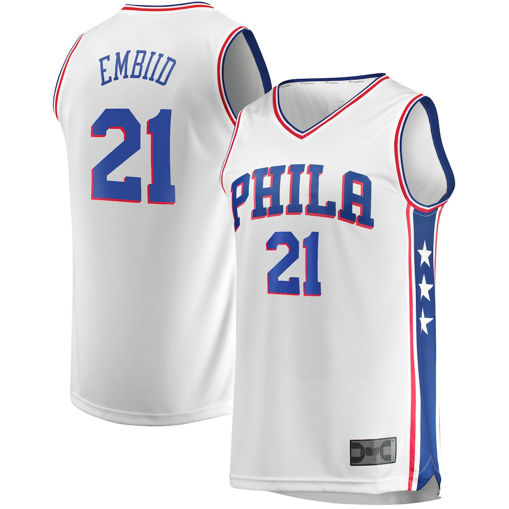 Kooe P.76ers #21 Joel Embiid White Replica Jerseys - Association Edition