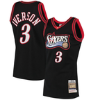 Kooe P.76ers #3 Allen Iverson Mitchell & Ness Black 1997-98 Hardwood Classics Authentic Jerseys