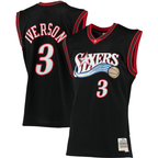 Kooe P.76ers #3 Allen Iverson Mitchell & Ness Black 200001 Big & Tall Hardwood Classics Swingman Jerseys