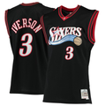 Kooe P.76ers #3 Allen Iverson Mitchell & Ness Black 2000-01 Hardwood Classics Swingman Jerseys