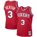 Kooe P.76ers #3 Allen Iverson Mitchell & Ness Red 2002-03 Hardwood Classics Swingman Jerseys