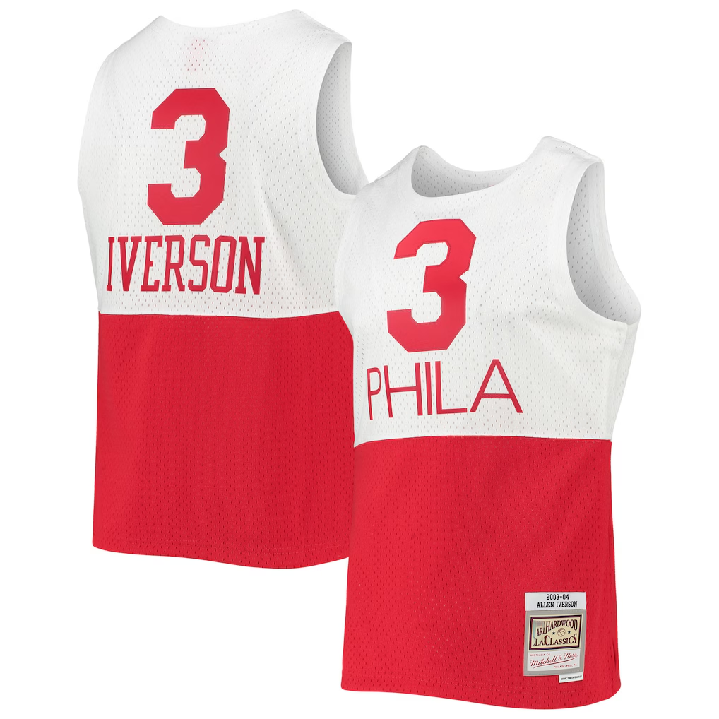 Kooe P.76ers #3 Allen Iverson Mitchell & Ness White 2003-2004 Hardwood Classics Swingman Jerseys