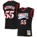 Kooe P.76ers #55 Dikembe Mutombo Mitchell & Ness Black Hardwood Classics Swingman Jerseys