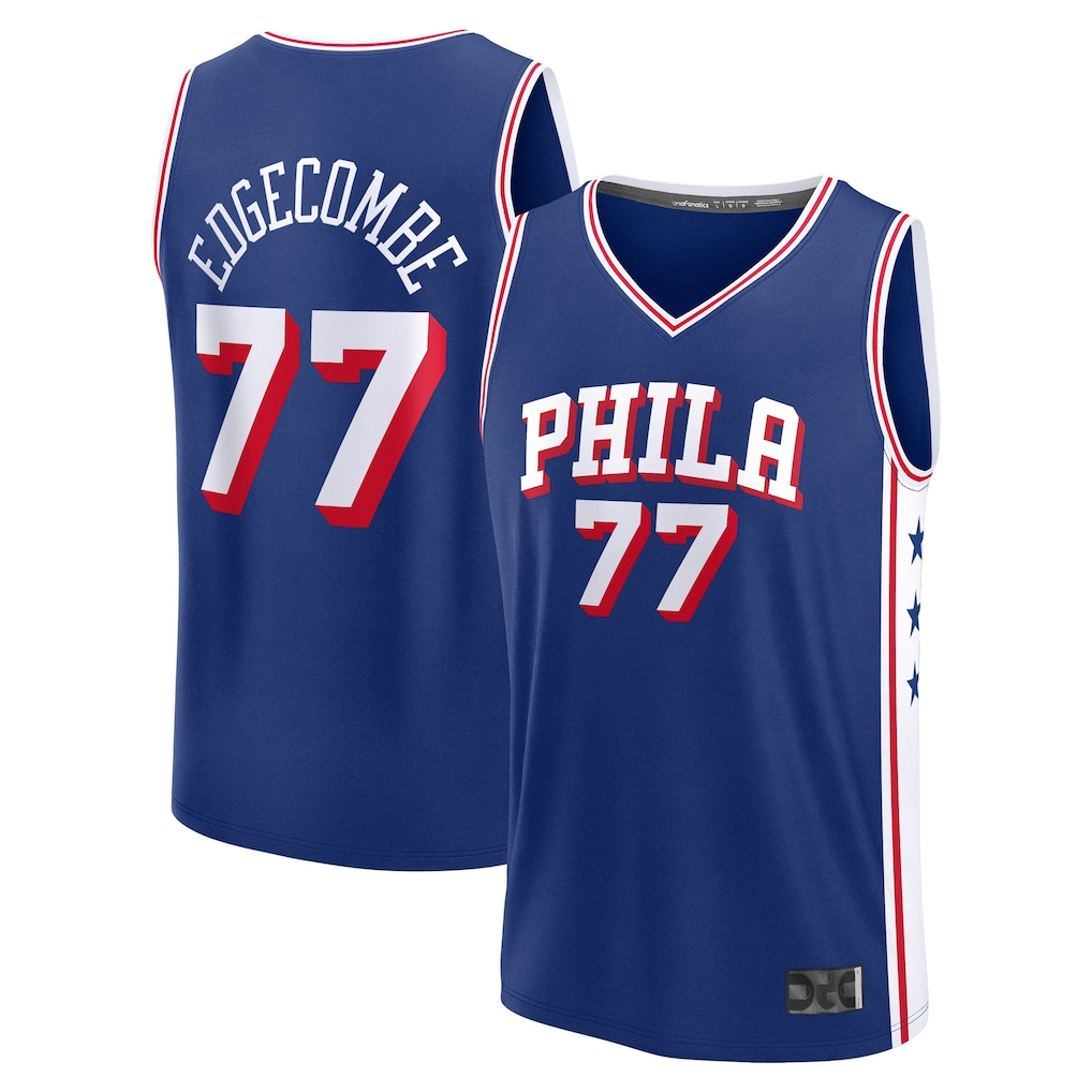 Kooe P.76ers #77 V. J. Edgecombe Royal 2025 Draft First Round Pick Fast Break Replica Jerseys - Icon Edition