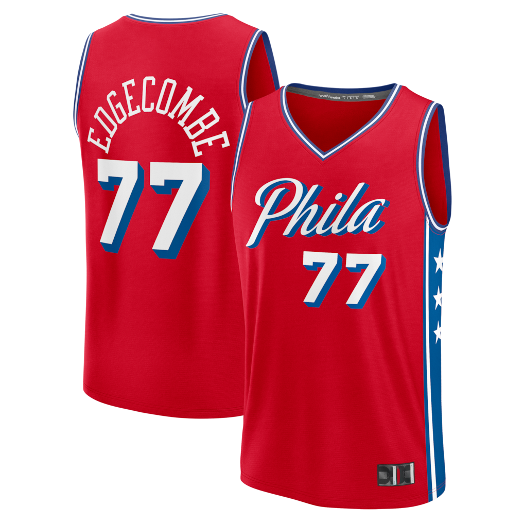 Kooe P.76ers #77 VJ Edgecombe Red Fast Break Replica Player Jerseys - Statement Edition