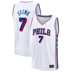Kooe P.76ers #7 Jaylen Brown White Fast Break Jerseys - Association Edition