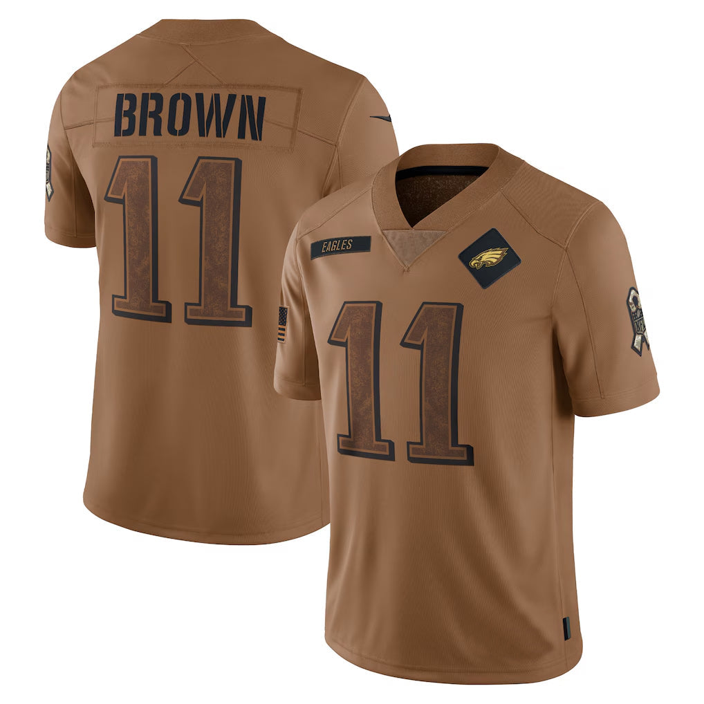 Kooe P.Eagles #11 A.J. Brown Player Brown Salute To Service Limited Stitched Jerseys