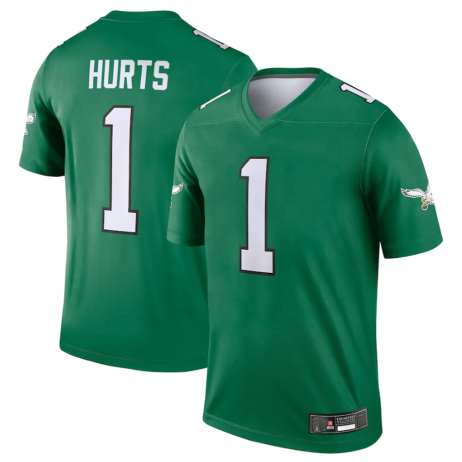 Kooe P.Eagles #1 Jalen Hurts Green Alternate Legend Player Stitched American Stitched Jerseys