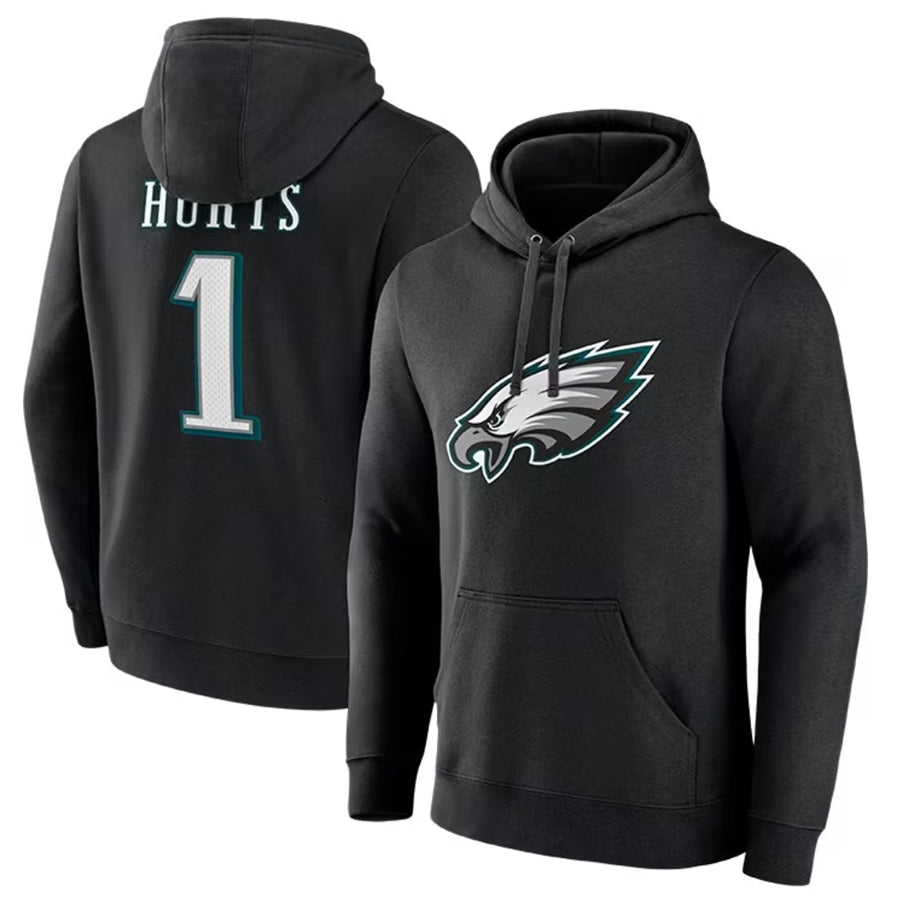 Kooe P.Eagles #1 Jalen Hurts Player Black Military Hoodie Game Stitched Jerseys