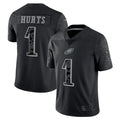 Kooe P.Eagles #1 Jalen Hurts Player Black REFLECTIVE Limited Stitched Jerseys