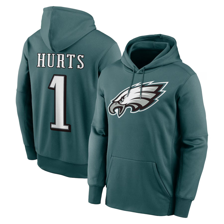 Kooe P.Eagles #1 Jalen Hurts Player Green Military Hoodie Game Stitched Jerseys