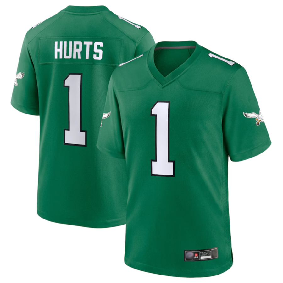 Kooe P.Eagles #1 Jalen Hurts Player Kelly Green Game Stitched Jerseys
