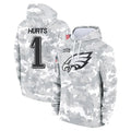 Kooe P.Eagles #1 Jalen Hurts Player Military Hoodie Arctic Camo Salute To Service Stitched Jerseys