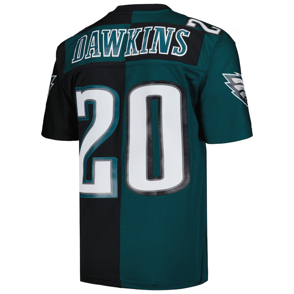 Kooe P.Eagles #20 Brian Dawkins Mitchell & Ness Midnight Green-Black Split Legacy Replica Stitched Jerseys