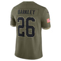 Kooe P.Eagles #26 Saquon Barkley Player Salute To Service Olive Stitched Jerseys
