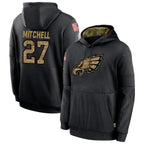 Kooe P.Eagles #27 Quinyon Mitchell Player Black Military Hoodie Game Stitched Jerseys