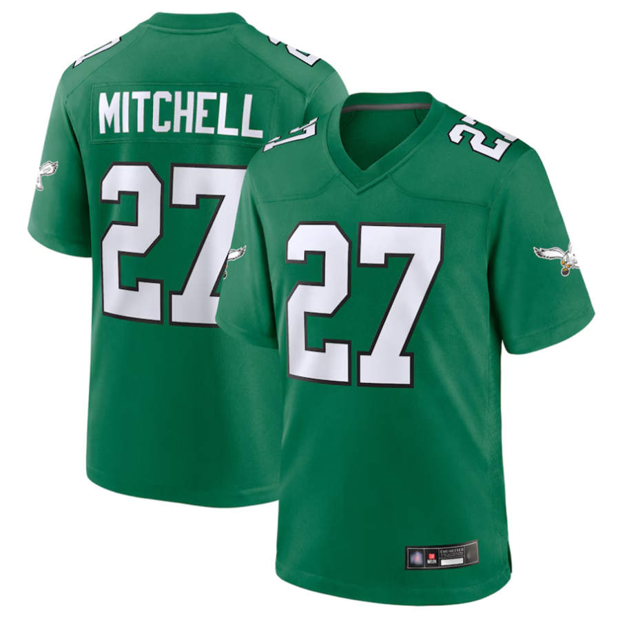 Kooe P.Eagles #27 Quinyon Mitchell Player Kelly Green Replica Game Stitched Jerseys