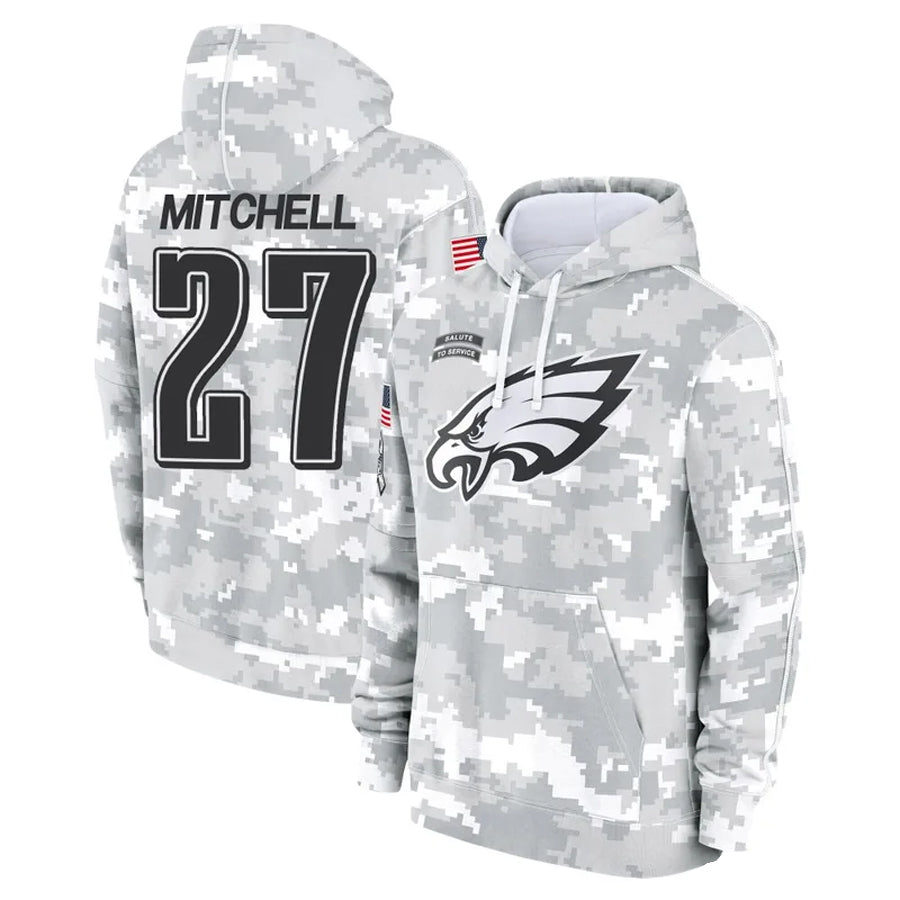 Kooe P.Eagles #27 Quinyon Mitchell Player Military Hoodie Arctic Camo Salute To Service Stitched Jerseys