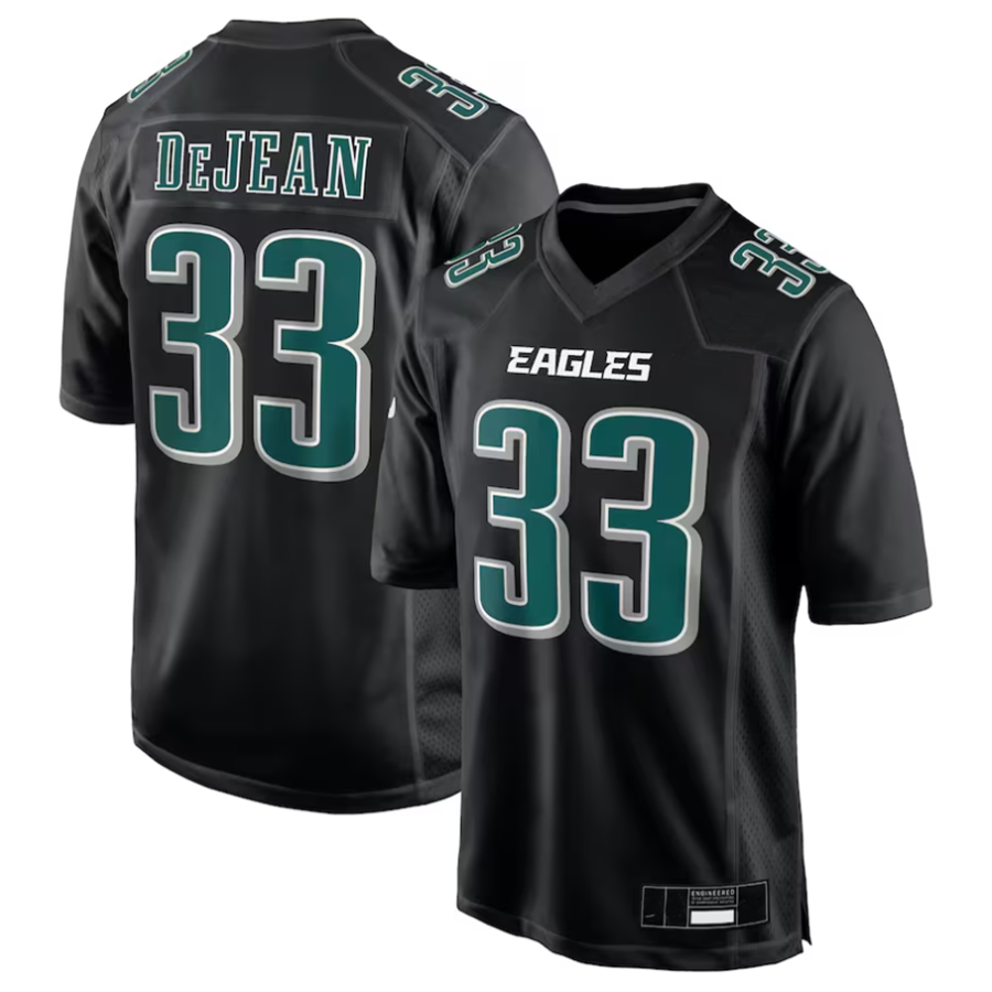 Kooe P.Eagles #33 Cooper DeJean Player Carbon Black Super Bowl LIX Fashion Game Player Stitched Jerseys