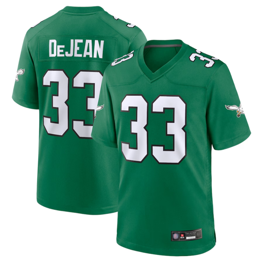 Kooe P.Eagles #33 Cooper DeJean Player Kelly Green Replica Game Stitched Jerseys