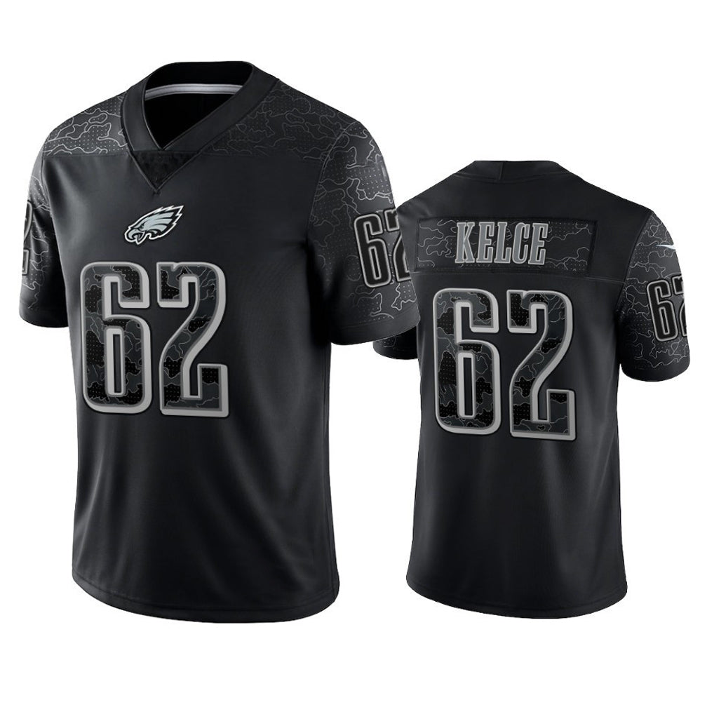 Kooe P.Eagles #62 Jason Kelce Player Black REFLECTIVE Limited Stitched Jerseys