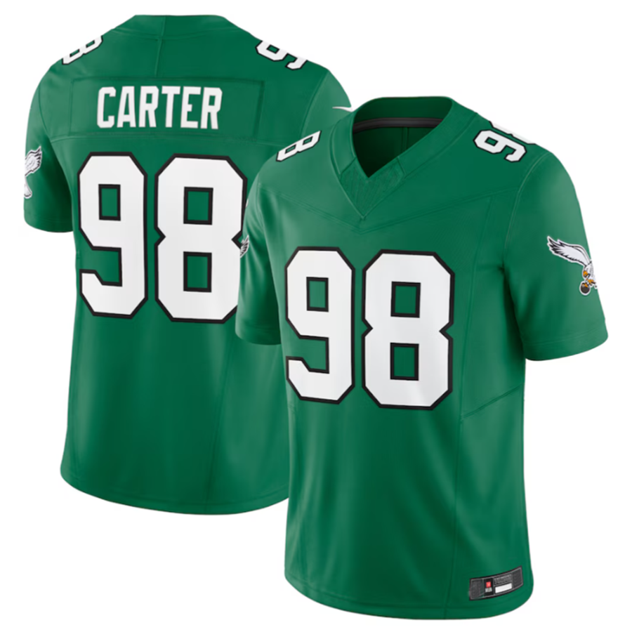 Kooe P.Eagles #98 Jalen Carter Green Alternate Vapor F.U.S.E. Limited Stitched American Stitched Jerseys