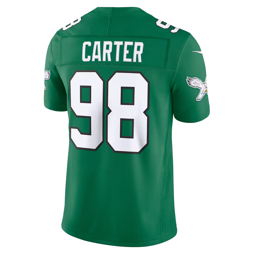 Kooe P.Eagles #98 Jalen Carter Kelly Green Alternate Vapor F.U.S.E. Stitched Limited Jerseys