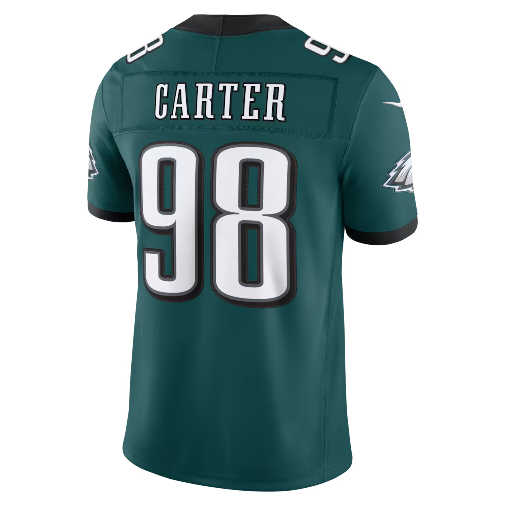 Kooe P.Eagles #98  Jalen Carter Midnight Green Team Vapor F.U.S.E. Stitched Limited Jerseys