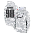 Kooe P.Eagles #98 Jalen Carter Player Military Hoodie Arctic Camo Salute To Service Stitched Jerseys
