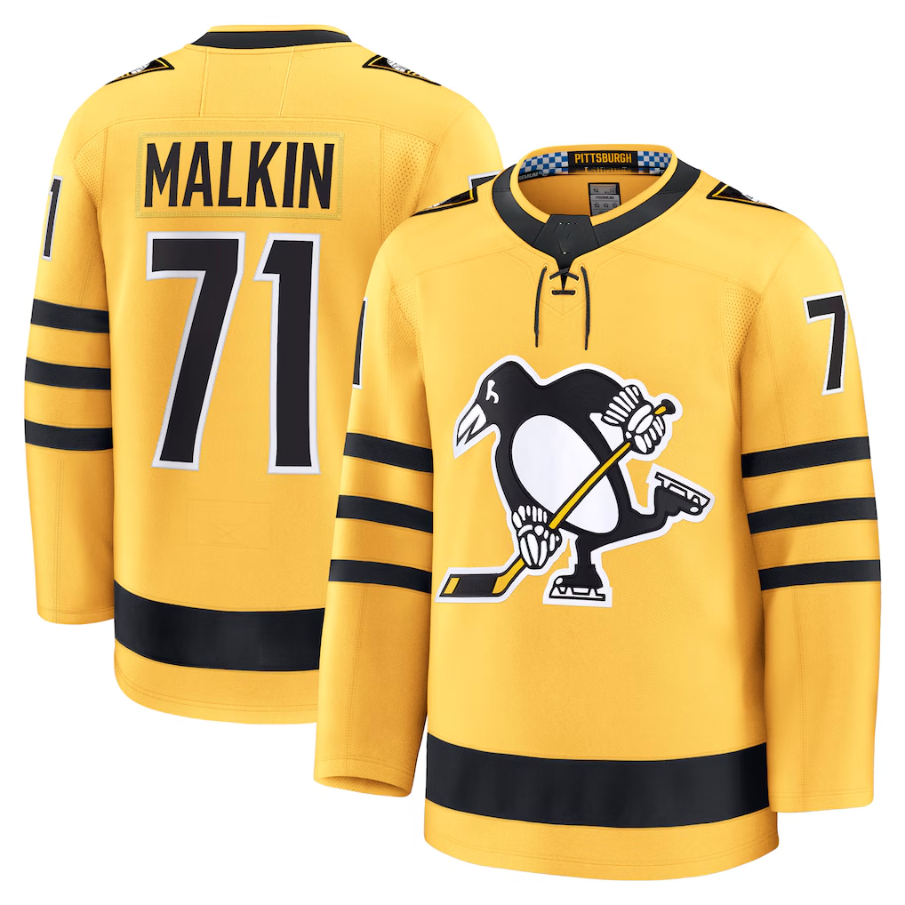 Kooe P.Penguins #71 Evgeni Malkin Gold Alternate Premium Player Jerseys