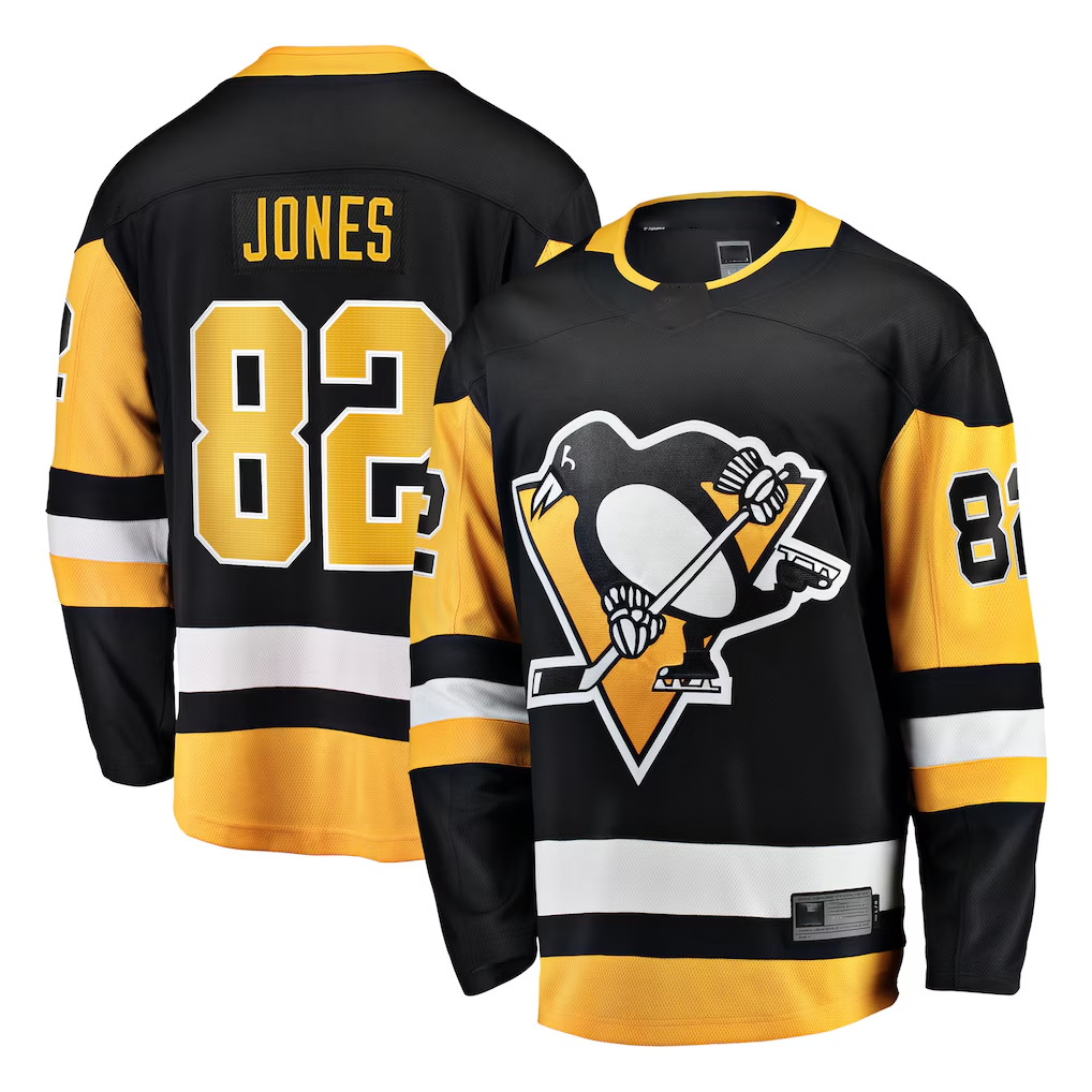 Kooe P.Penguins #82 Caleb Jones Black Home Breakaway Jerseys