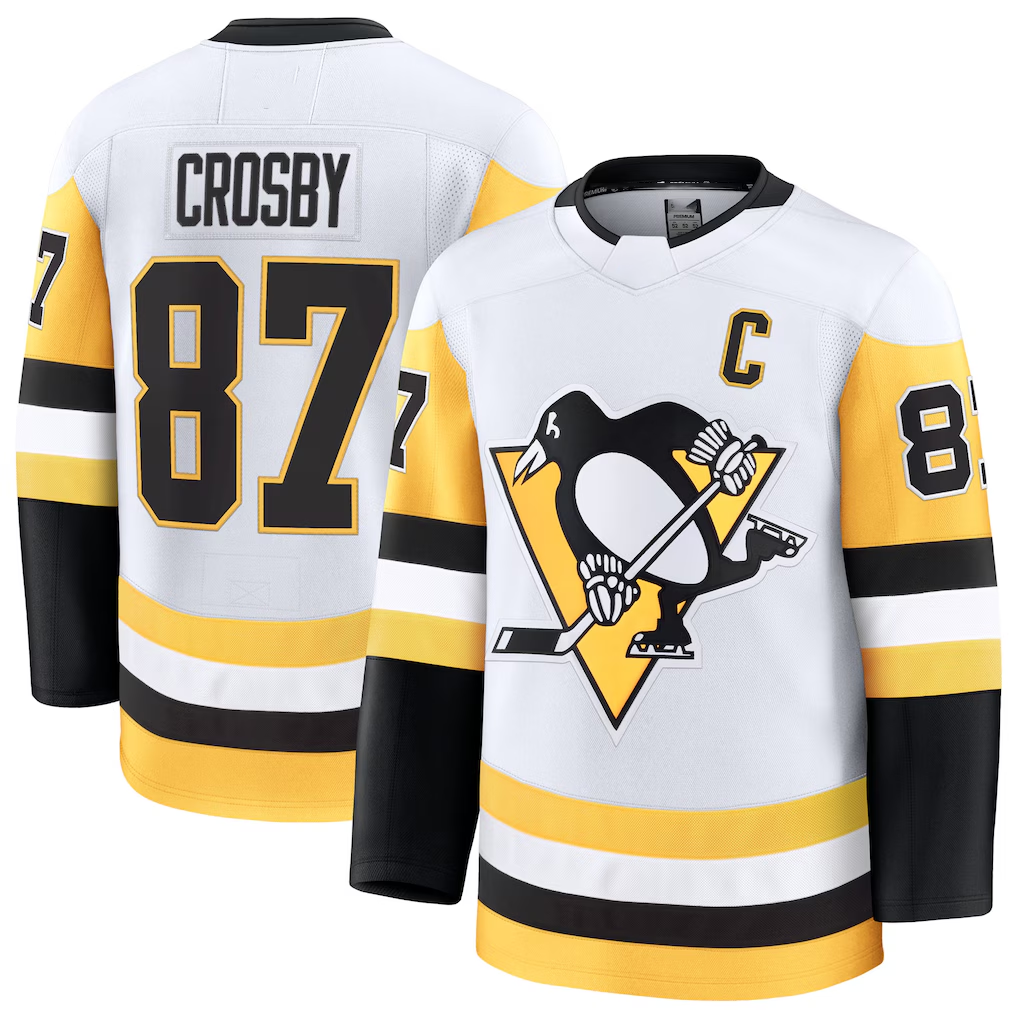 Kooe P.Penguins #87 Sidney Crosby White Away Premium Jerseys