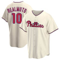 Kooe P.Phillies #10 J.T. Realmuto Player Cream Home Game Stitched Jerseys