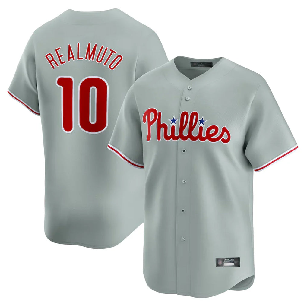 Kooe P.Phillies #10 J.T. Realmuto Player Gray Home Limited Stitched Jerseys