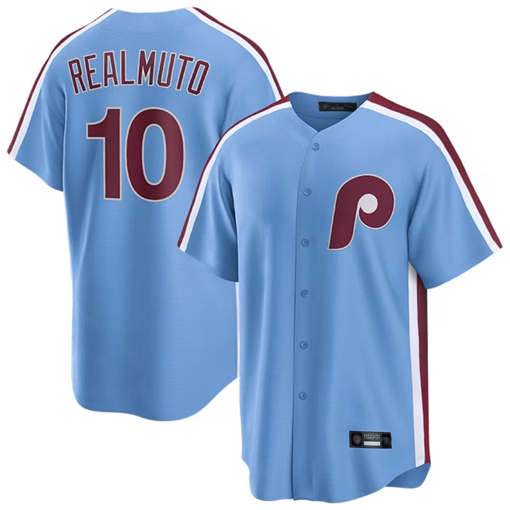 Kooe P.Phillies #10 J.T. Realmuto Player Light Blue Home Game Stitched Jerseys