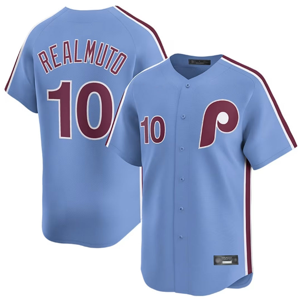 Kooe P.Phillies #10 J.T. Realmuto Player Light Blue Home Limited Stitched Jerseys